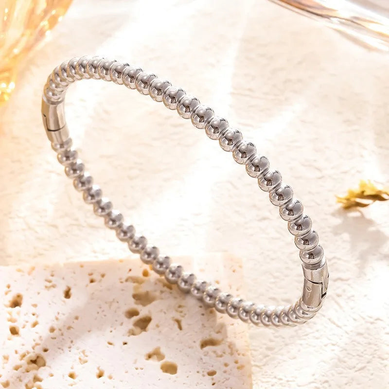 Silver Polka Dot Bangle – Titanium Charm | Glisance