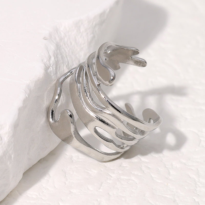 Waveform Open Ring – Gold & Silver IG Style | Glisance