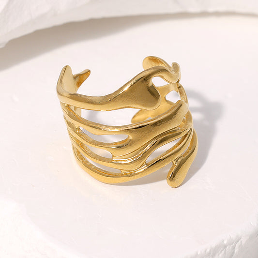 Waveform Open Ring – Gold & Silver IG Style | Glisance