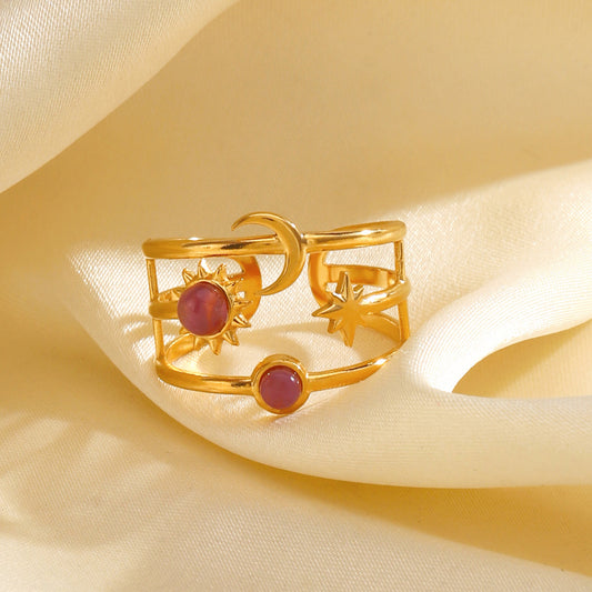 Celestial Glow Ring – Sun, Star & Moon Resin Ring