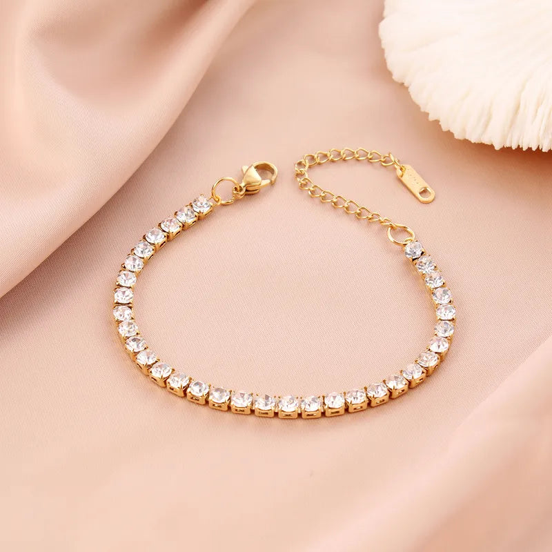 Vera Geometric Bracelet – Gold Shine Crystal Tennis | Glisance