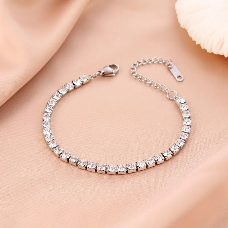 Vera Geometric Bracelet – Silver Crystal Tennis Bracelet | Glisance