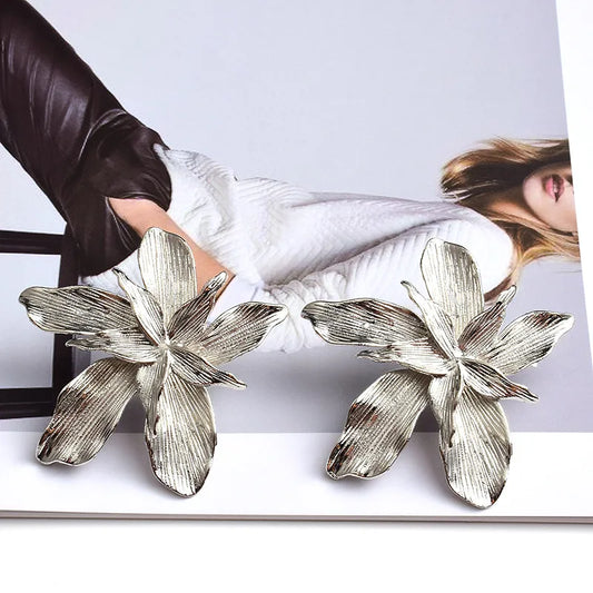 Roma Bloom Studs (Golden) – Exaggerated Floral Statement | Glisance