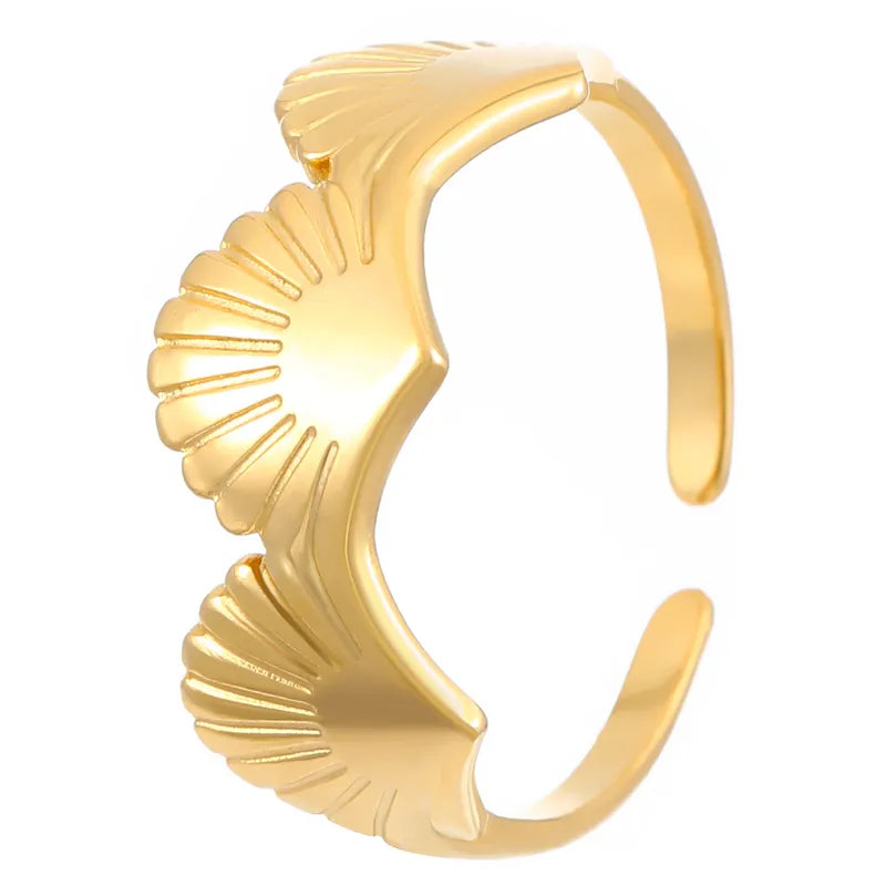 Coastal Charm Ring – Three Shells Open Band | Glisance