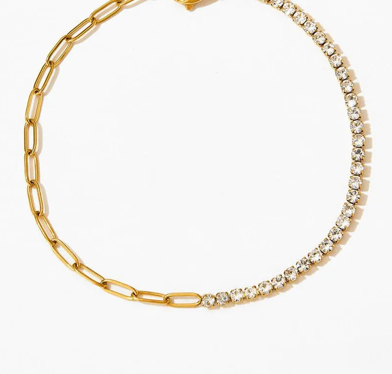 Half & Dazzle – Zircon & Paperclip Chain Bracelet