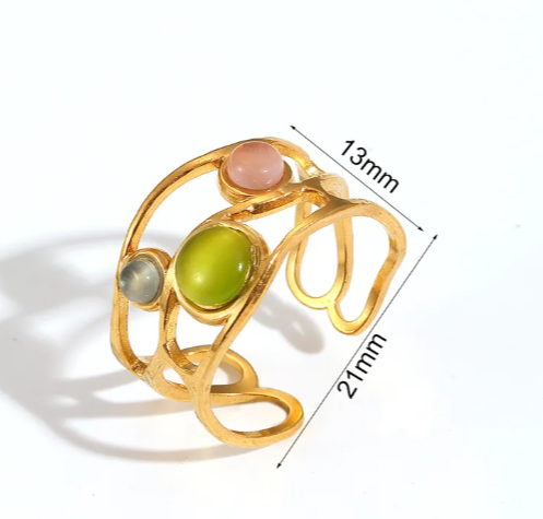 Parisian Muse Ring – Geometric Butterfly & Gemstone Open Ring