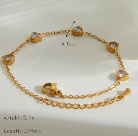 Amour Set – Heart Charm Bracelet with Zircon Accent | Glisance