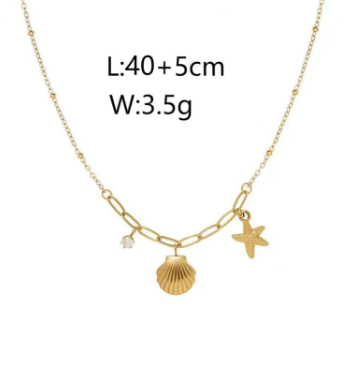 Marina Pendant Necklace – Shell Charm with Zircon | Glisance