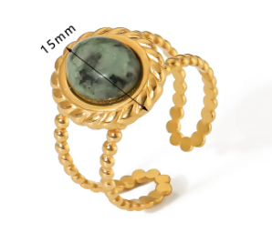 Green Gem Crossover Ring – Natural Stone - Vintage Round Glow | Glisance