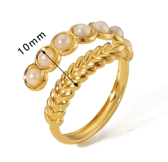 Pearl Twist Double Band Ring – Natural Stone - Vintage Round Glow | Glisance