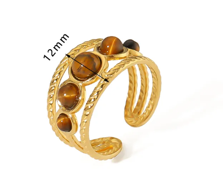 Golden Tiger Eye Wrap Ring – Natural Stone - Vintage Round Glow | Glisance