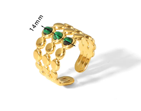 Trio Green Gem Cluster Ring – Natural Stone - Vintage Round Glow | Glisance