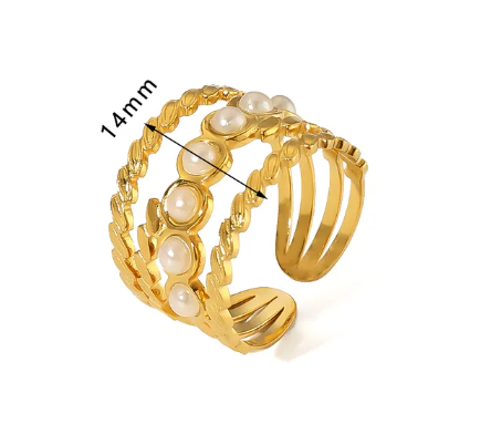 Golden Pearl Cascade Ring – Natural Stone - Vintage Round Glow | Glisance