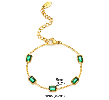 Emerald Green Glowline Geometric Bracelet – Zircon Accent | Glisance