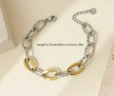 Dual Tone Link-Up – Big Ring Chain Bracelet | Glisance