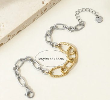 Link Play – Dual-Tone Circle Patchwork Bracelet | Glisance