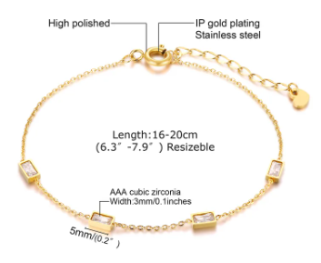 Lumen Bar – Geometric Zircon Chain Bracelet