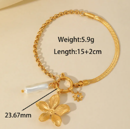 Luna Charm Bracelet β Cross, Heart & Pearl Accents | Glisance