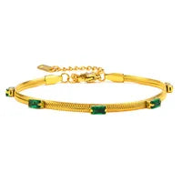 Emerald Green Glowline Geometric Bracelet – Zircon Accent | Glisance