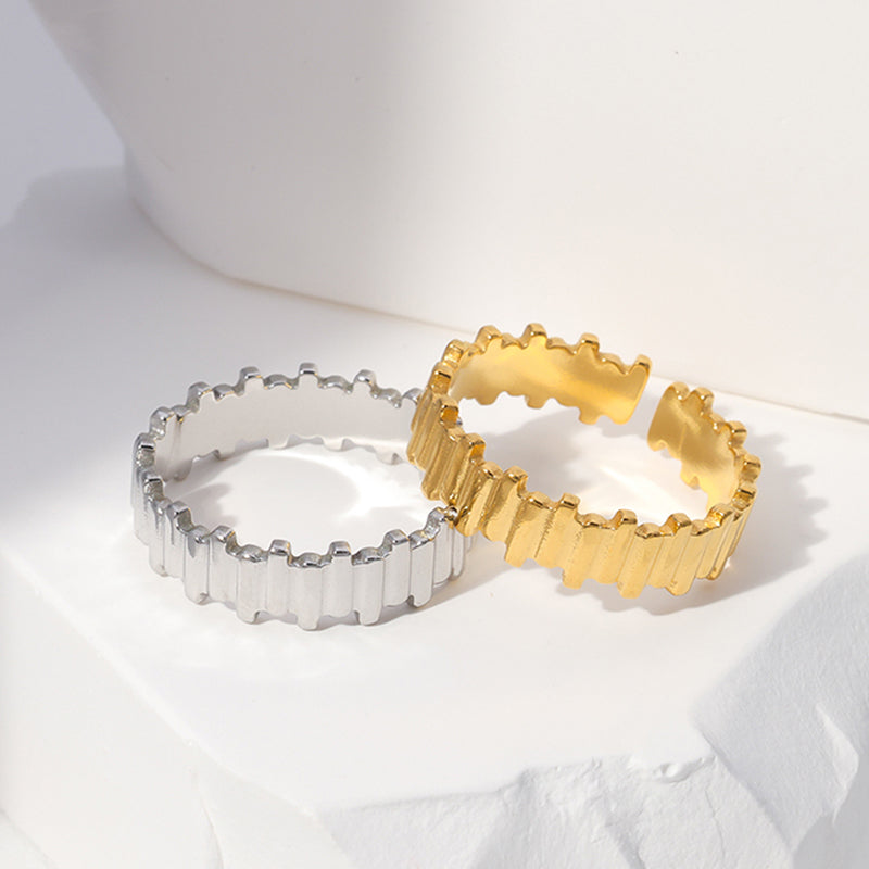 Axis Geometric Ring – Stainless Steel (Solid Golden/ Silver) | Glisance