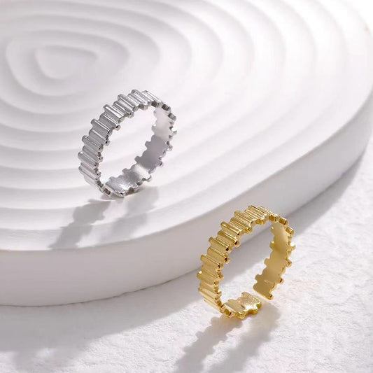 Axis Geometric Ring – Stainless Steel (Solid Golden/ Silver) | Glisance