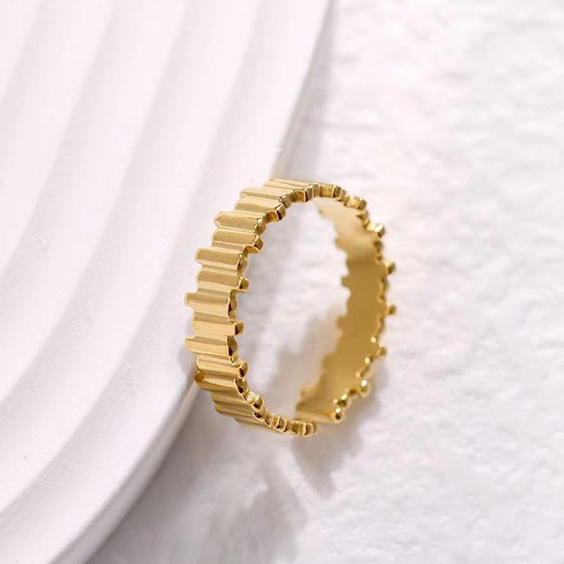 Axis Geometric Ring – Stainless Steel (Solid Golden/ Silver) | Glisance