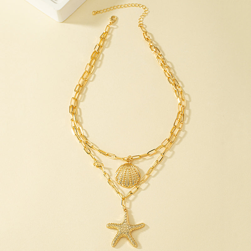 Seaside Star Necklace – Starfish & Shell Charm | Glisance