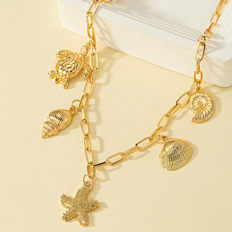 Sea Escape – Gold-Plated Vacation Pendant Necklace