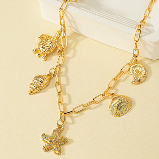 Sea Escape – Gold-Plated Vacation Pendant Necklace