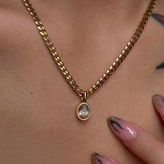 Linéa Pendant Necklace – Oval Zircon Charm | Glisance