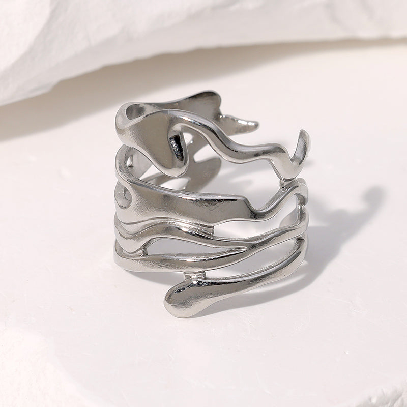 Waveform Open Ring – Gold & Silver IG Style | Glisance