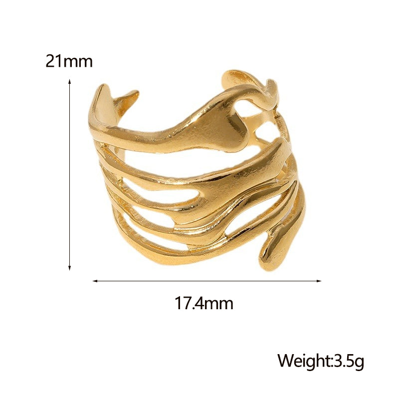 Waveform Open Ring – Gold & Silver IG Style | Glisance