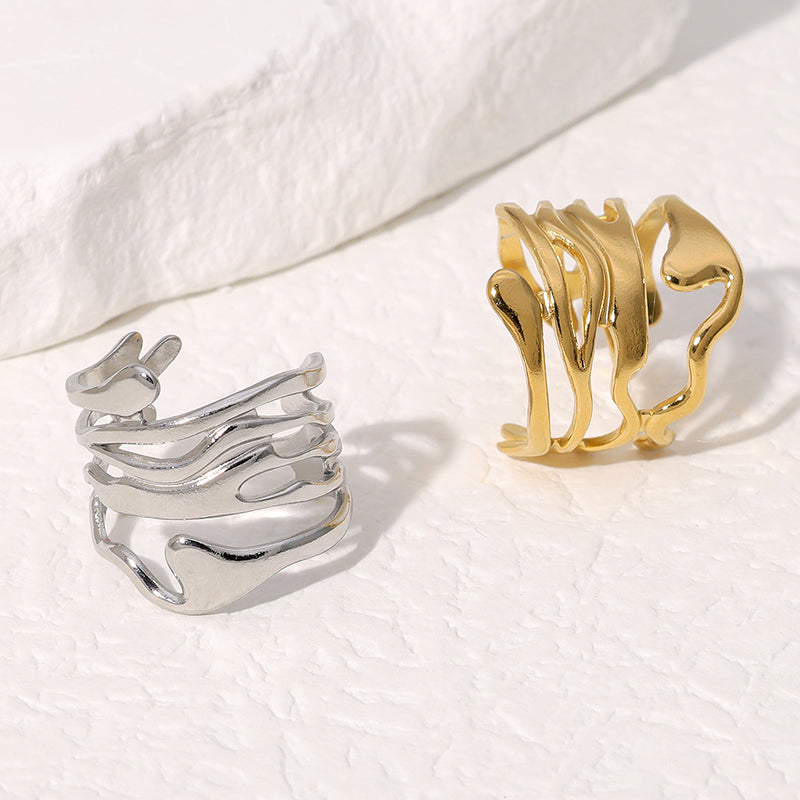 Waveform Open Ring – Gold & Silver IG Style | Glisance