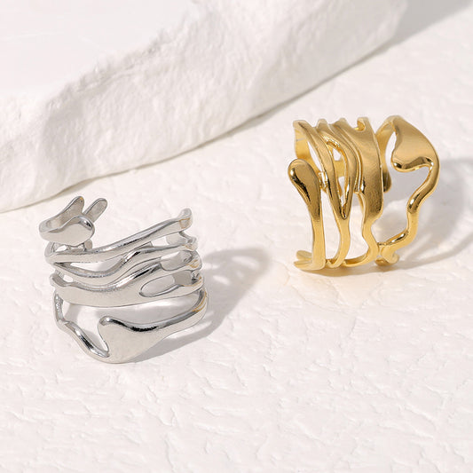 Waveform Open Ring – Gold & Silver IG Style | Glisance