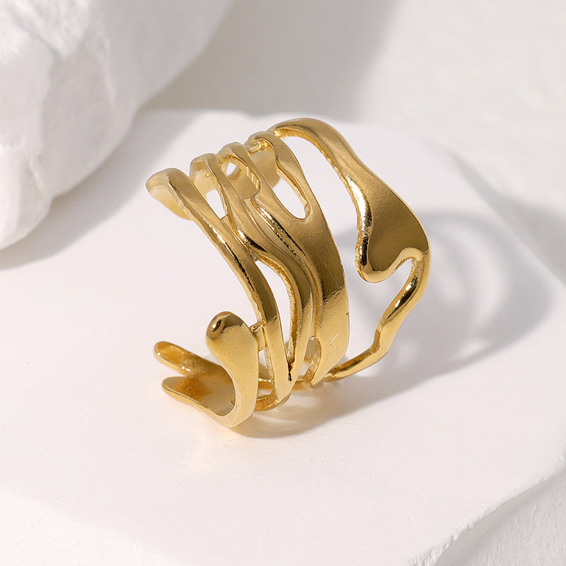 Waveform Open Ring – Gold & Silver IG Style | Glisance