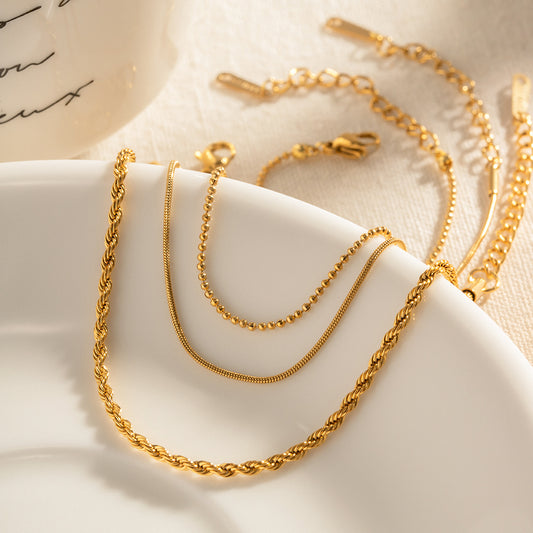 Golden Flow – Classic Chain Bracelet (Set of 3)