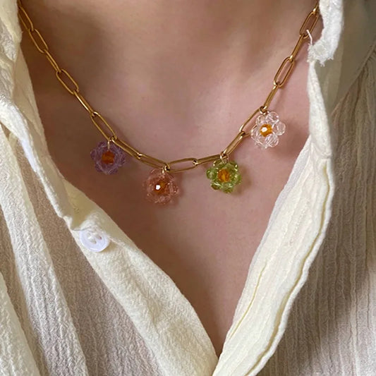 Bloomwave Flower – Glass & Copper Necklace | Glisance