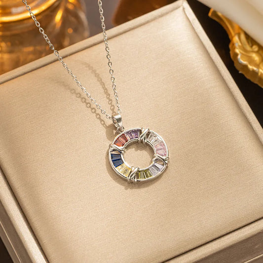 Lustre Circle Necklace – Titanium Steel Shine | Glisance
