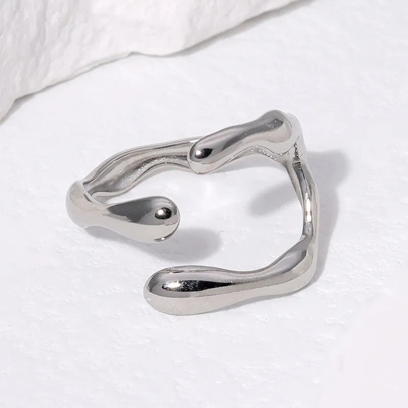 Verde Open Ring – Silver Colour Fluid Design Cuff Ring | Glisance