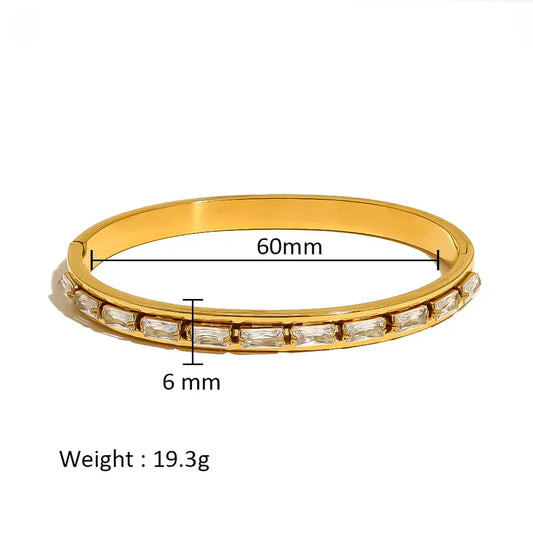 Golden Bloom Halo Bangle – Modern Round  | Glisance