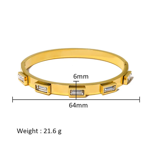 Golden Bloom Halo Bangle – Zircon Hexagon | Glisance