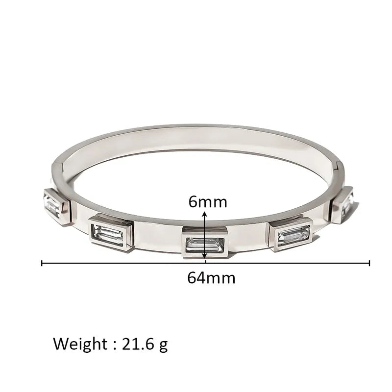 Bloom Halo Bangle – Silver - Zircon Hexagon | Glisance