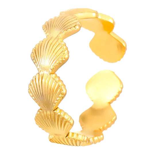 Coastal Charm Ring –  Shells Open Band | Glisance
