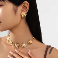 Solar Flare Jewelry Set – Sunburst Necklace & Earrings | Glisance