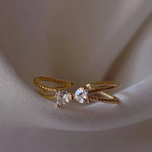 Flora Open Ring – Double Stone Adjustable Ring | Glisance