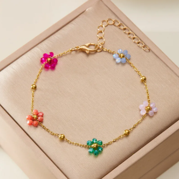 Flora Bracelet – Sweet Flower Charm - Colorful | Glisance