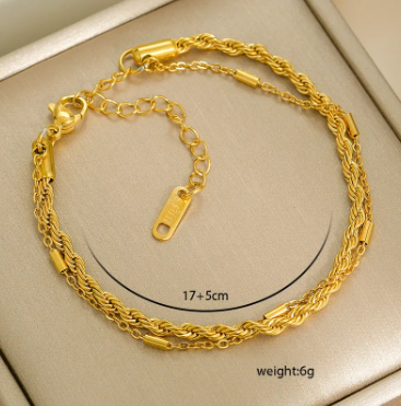 Double Link Twisted Chain Bracelet – Minimal Streetwear | Glisance