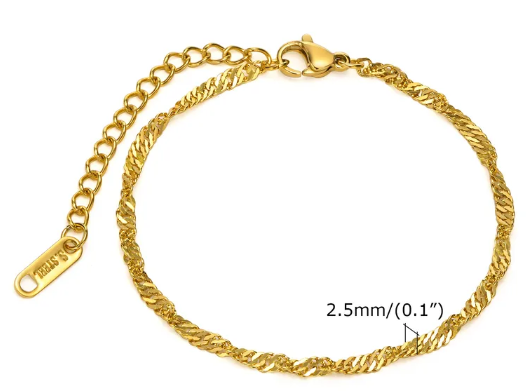 Golden Twisted Rope Chain Bracelet | Glisance