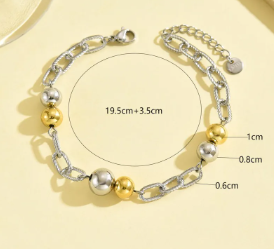 Dual Tone Drop – 14K Gold Plated Steel Ball Bracelet | Glisance