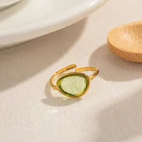 Olive Glint Ring – Resin Inlay Adjustable Ring